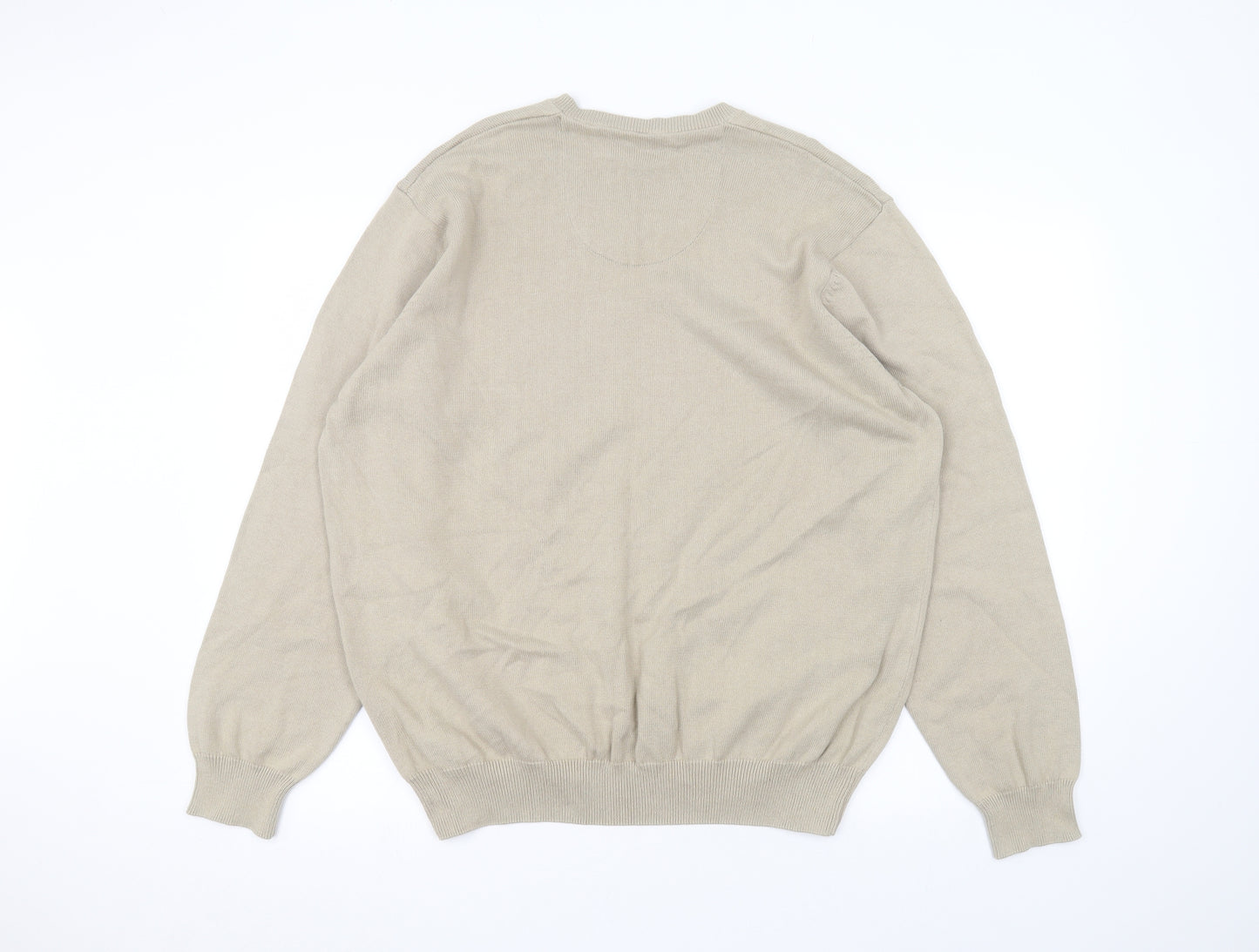 Marks and Spencer Womens Beige V-Neck  Cotton Pullover Jumper Size 2XL