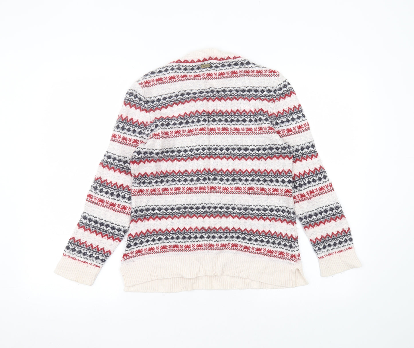 Barbour Womens White Round Neck Striped Polyamide Pullover Jumper Size 10