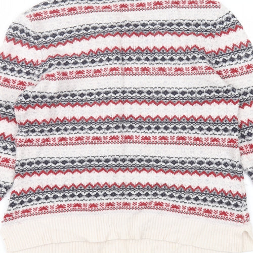 Barbour Womens White Round Neck Striped Polyamide Pullover Jumper Size 10