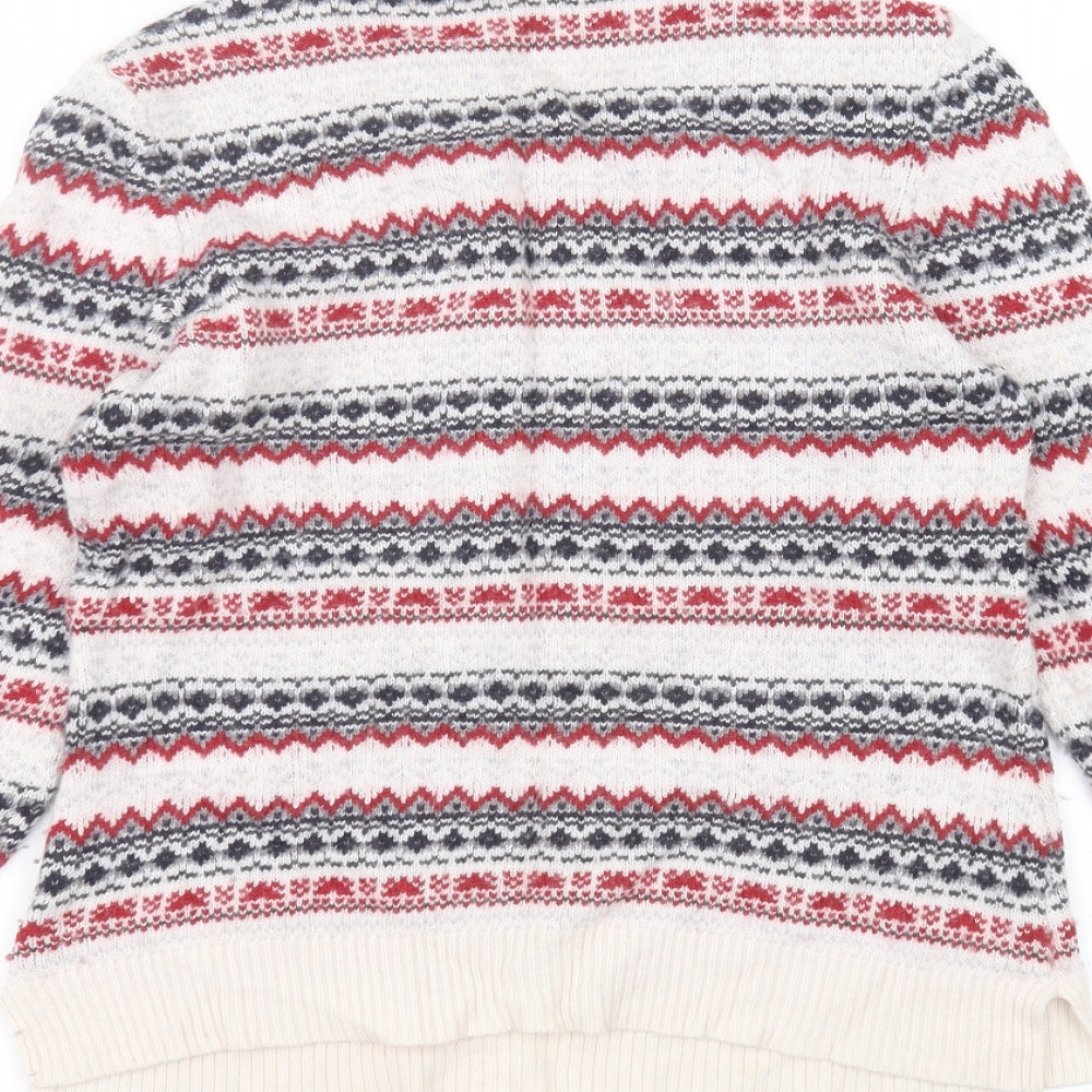 Barbour Womens White Round Neck Striped Polyamide Pullover Jumper Size 10