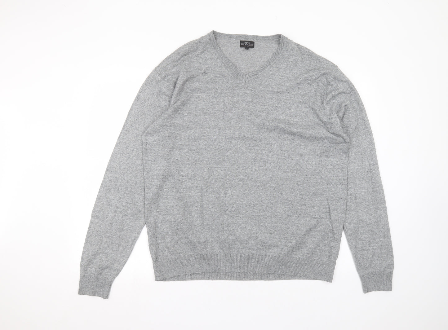NEXT Mens Grey Round Neck  Cotton Pullover Jumper Size XL