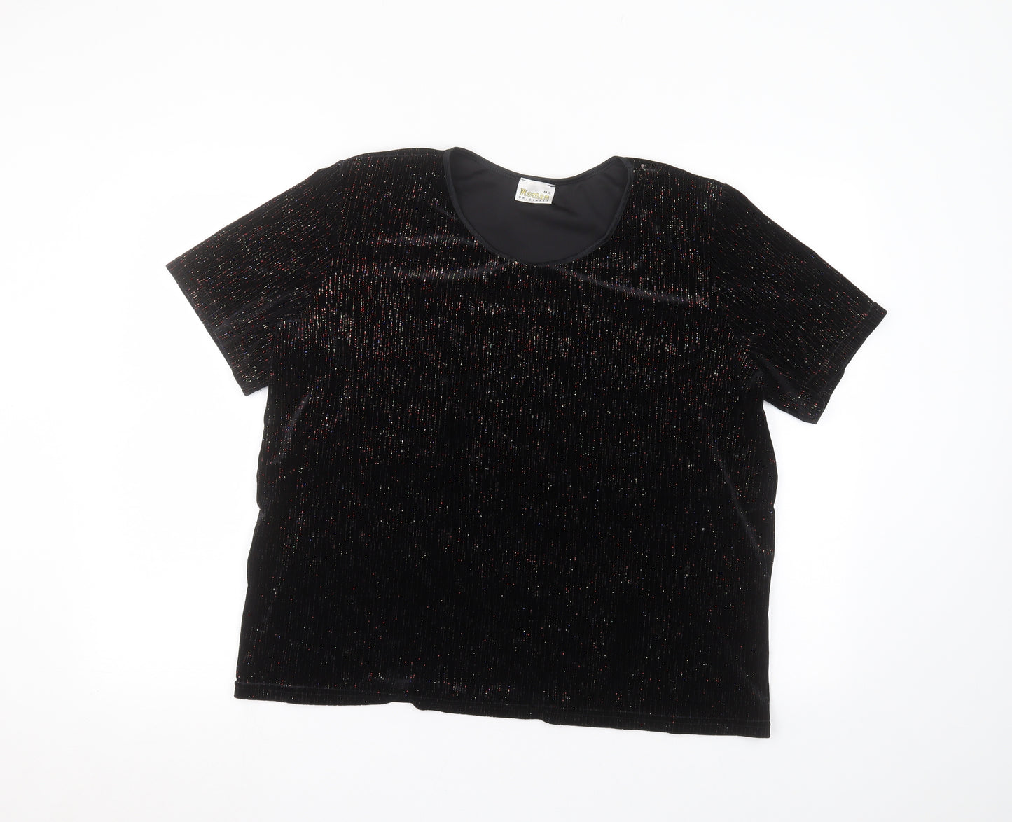 Roman Womens Black  Polyester Basic T-Shirt Size M Round Neck