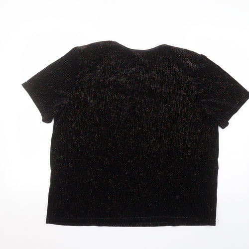 Roman Womens Black  Polyester Basic T-Shirt Size M Round Neck