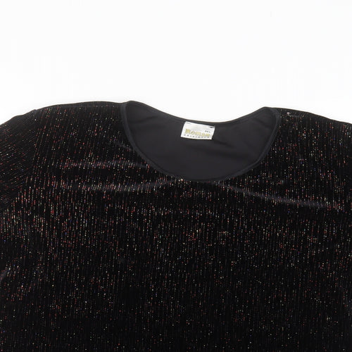 Roman Womens Black  Polyester Basic T-Shirt Size M Round Neck