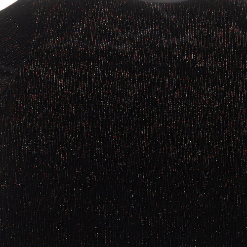 Roman Womens Black  Polyester Basic T-Shirt Size M Round Neck