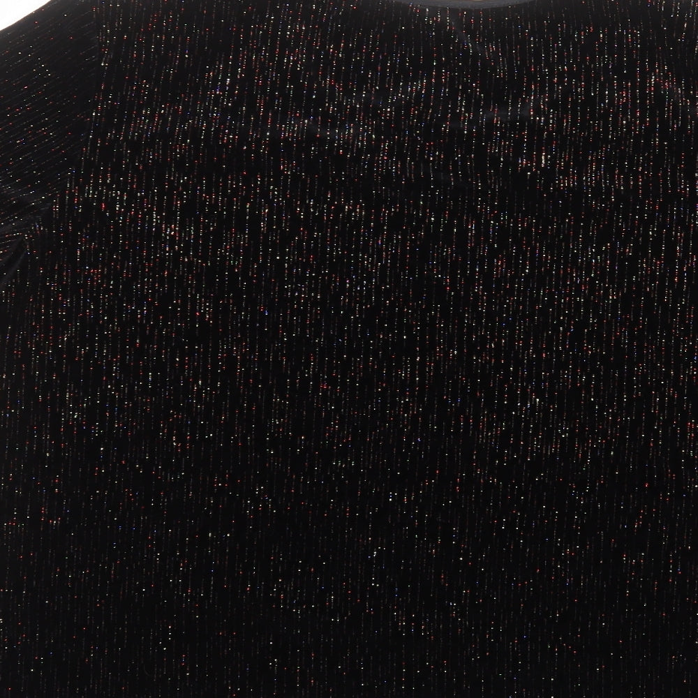 Roman Womens Black  Polyester Basic T-Shirt Size M Round Neck