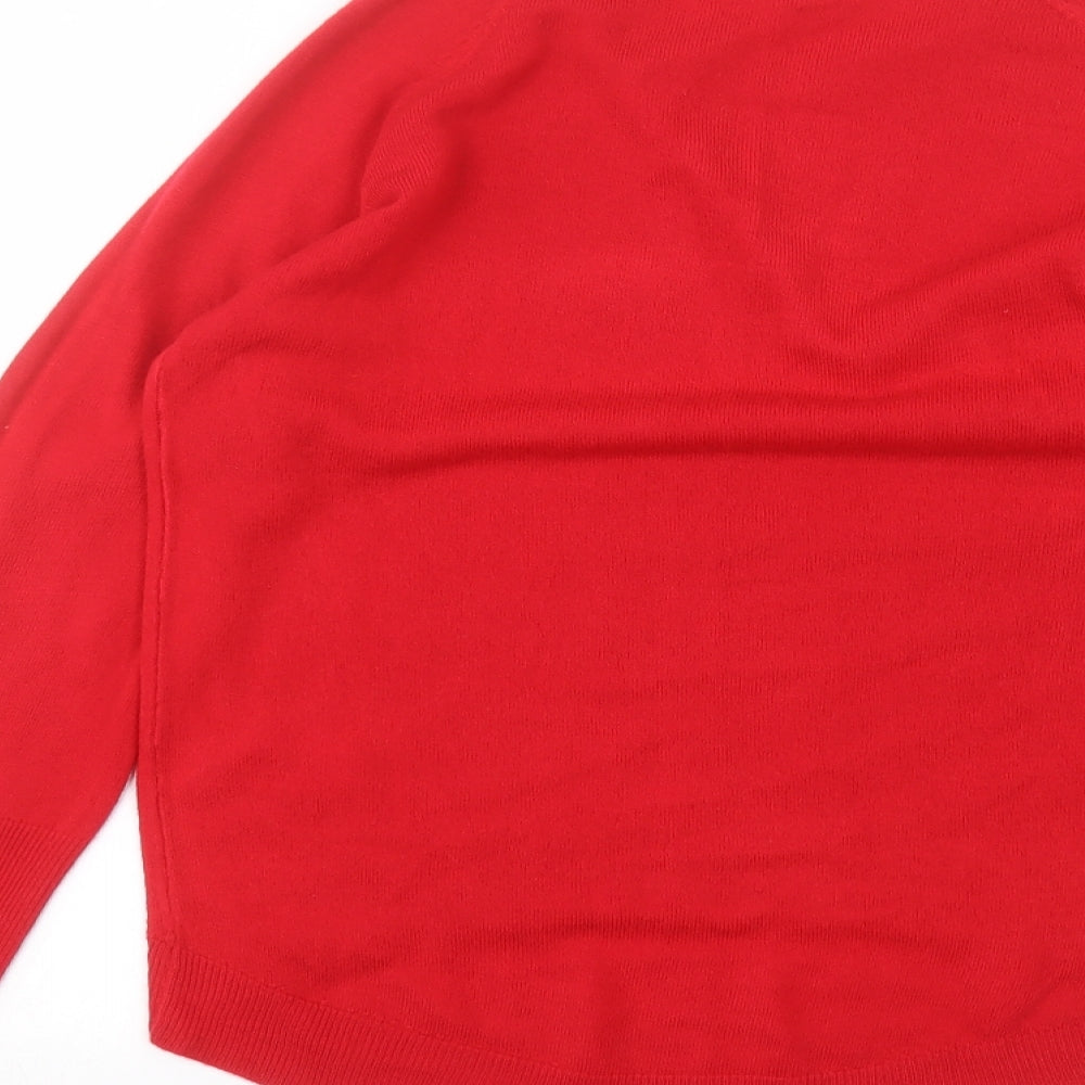Primark Womens Red  Acrylic Basic T-Shirt Size XS V-Neck