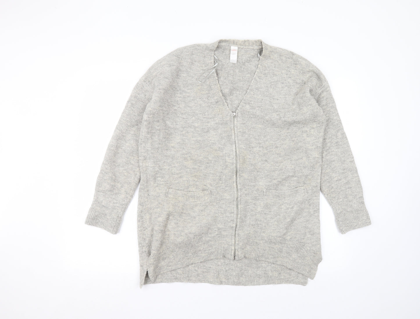 Preworn Womens Grey Round Neck  Acrylic Cardigan Jumper Size M