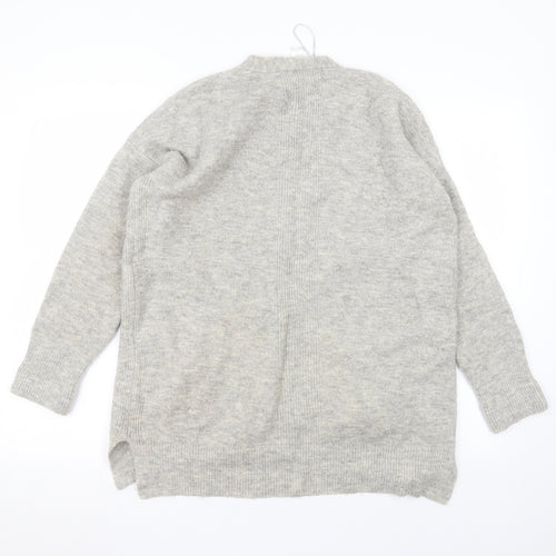 Preworn Womens Grey Round Neck  Acrylic Cardigan Jumper Size M