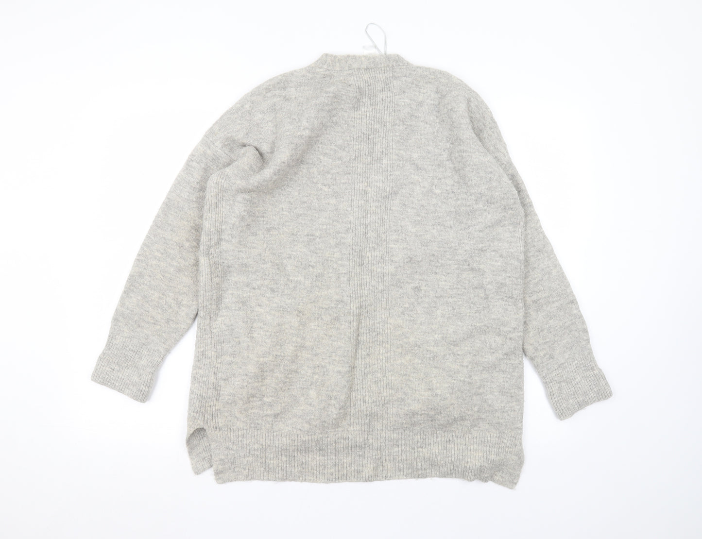 Preworn Womens Grey Round Neck  Acrylic Cardigan Jumper Size M