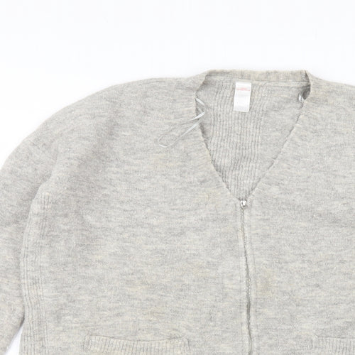 Preworn Womens Grey Round Neck  Acrylic Cardigan Jumper Size M
