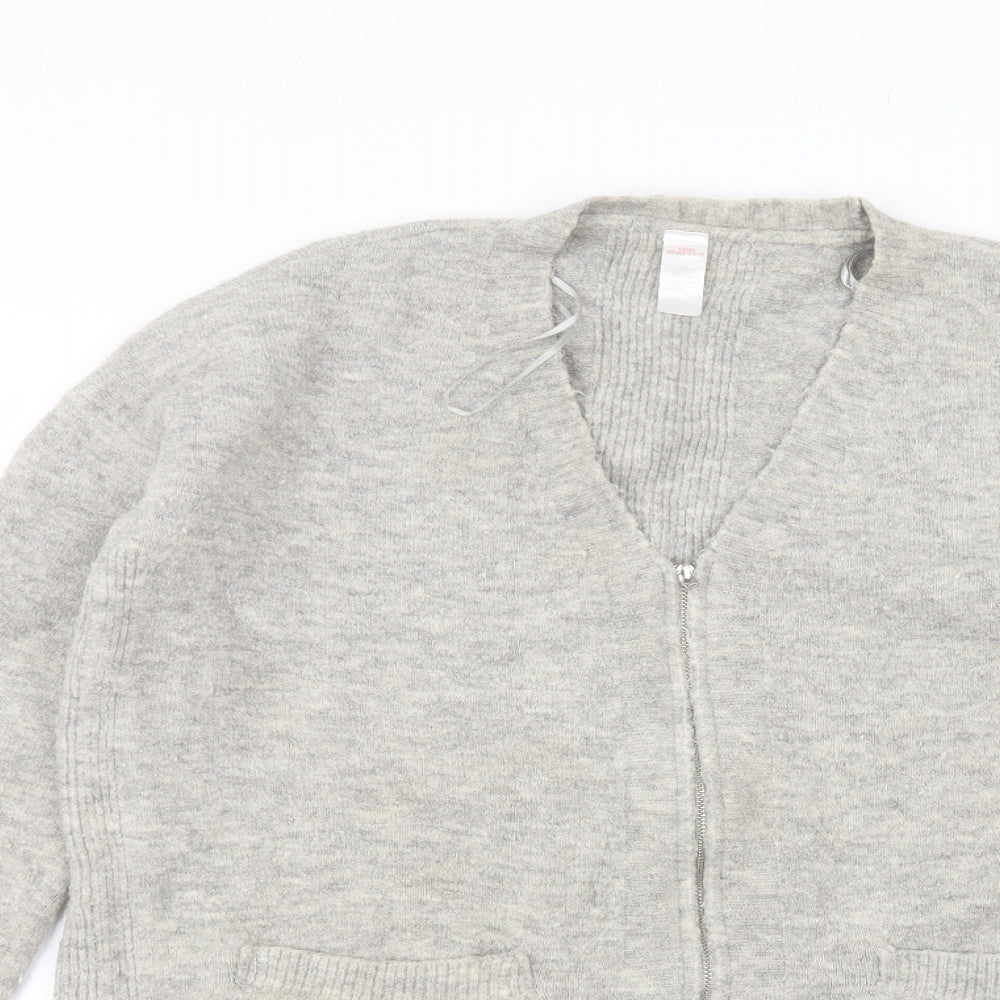 Preworn Womens Grey Round Neck  Acrylic Cardigan Jumper Size M