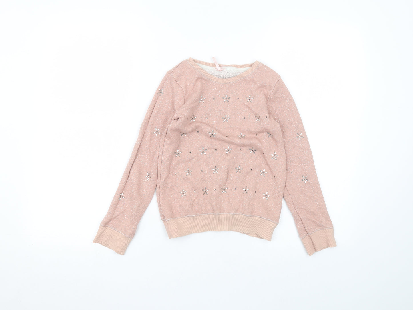 NEXT Girls Pink Round Neck  Cotton Pullover Jumper Size 8 Years
