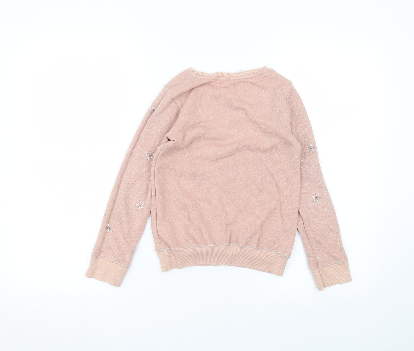 NEXT Girls Pink Round Neck  Cotton Pullover Jumper Size 8 Years
