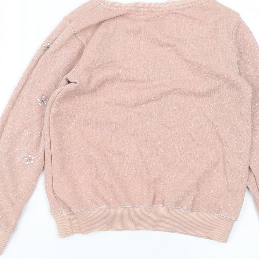NEXT Girls Pink Round Neck  Cotton Pullover Jumper Size 8 Years