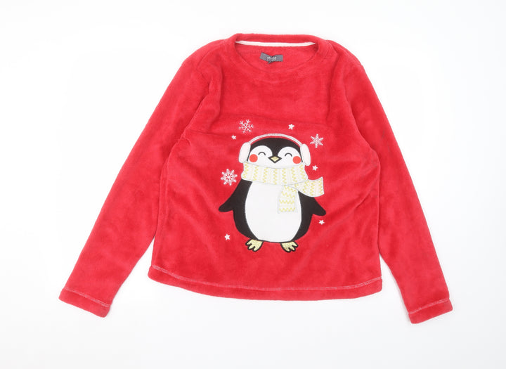 Studio Womens Red Round Neck  Polyester Pullover Jumper Size 12