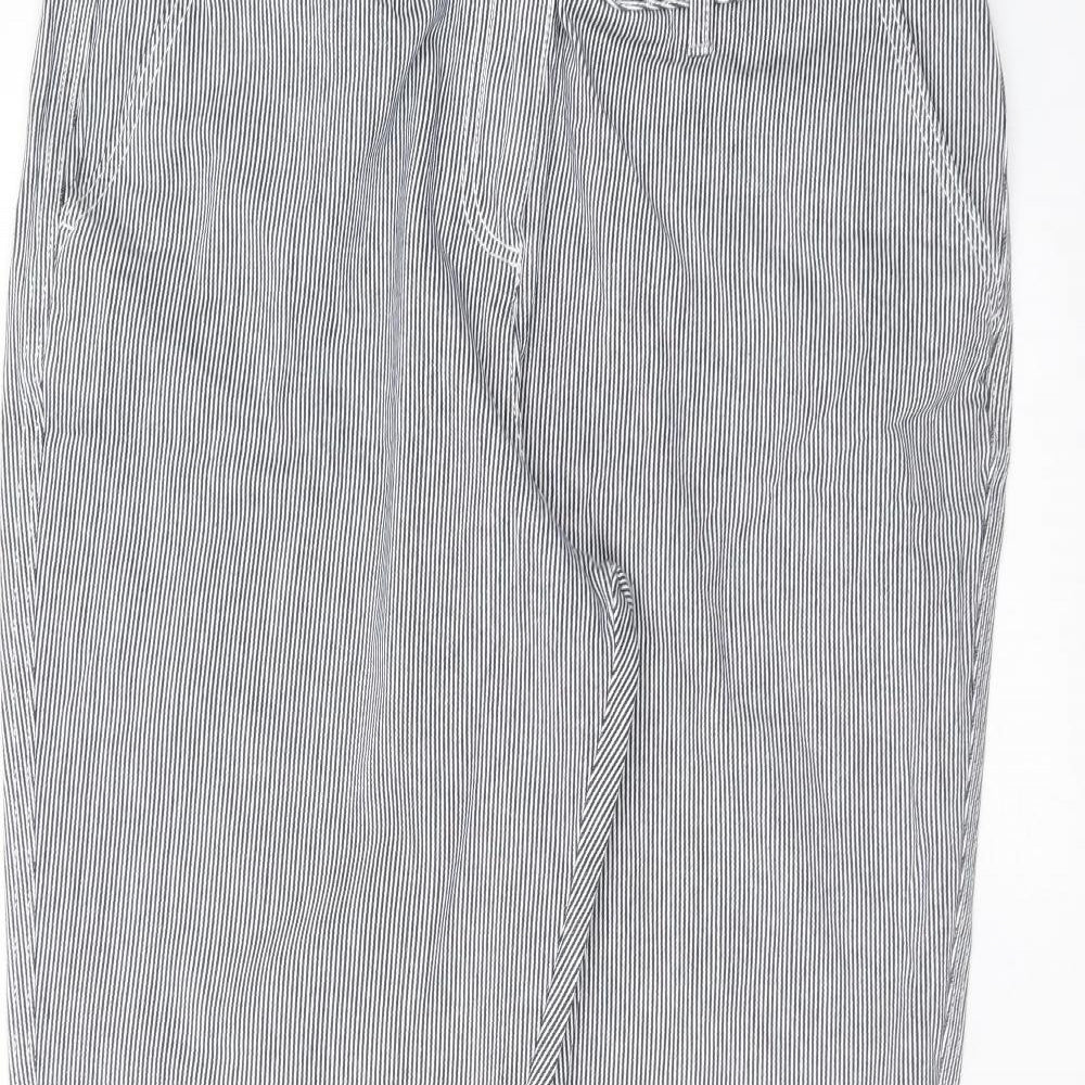 NEXT Womens Blue Striped Cotton Trousers  Size 16 L30 in Regular