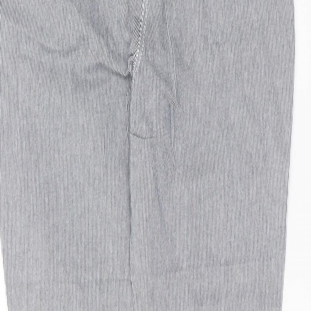 NEXT Womens Blue Striped Cotton Trousers  Size 16 L30 in Regular