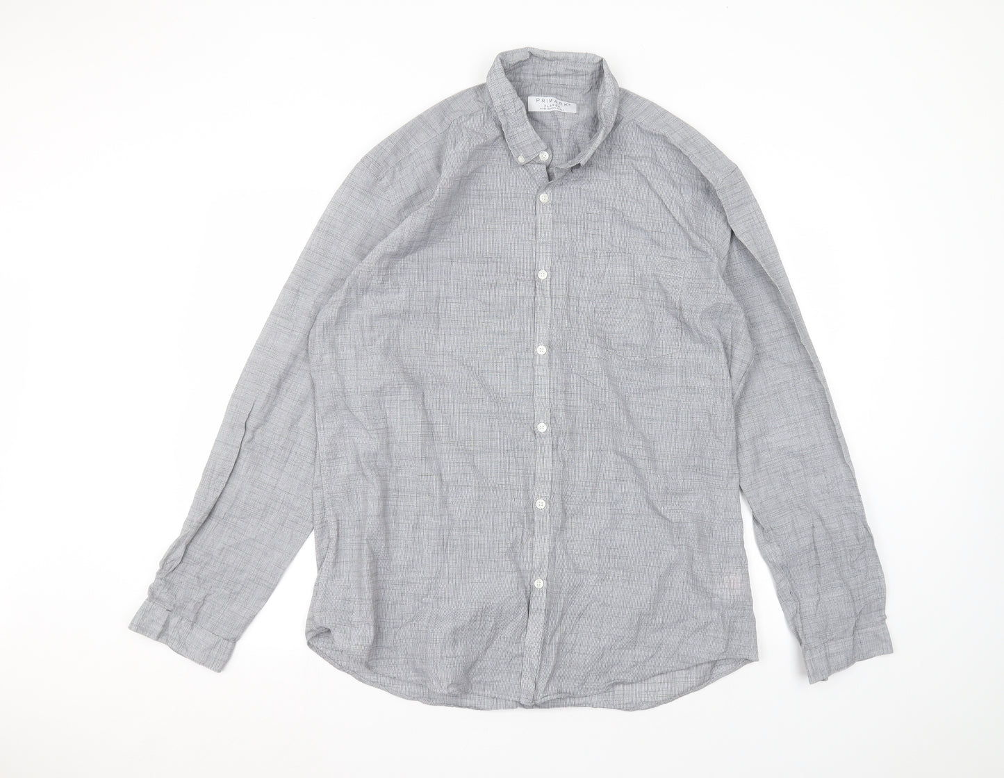Primark Mens Grey  Polyester  Dress Shirt Size XL Collared