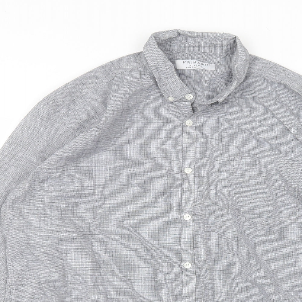 Primark Mens Grey  Polyester  Dress Shirt Size XL Collared
