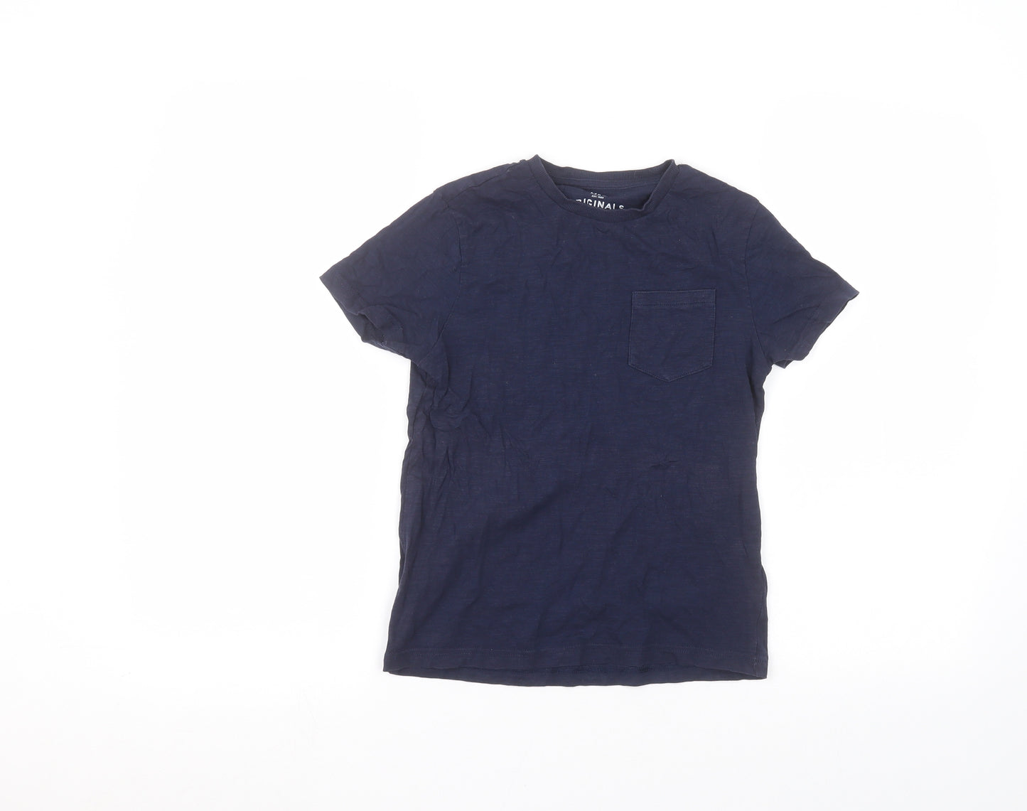 Marks and Spencer Boys Blue  Cotton Basic T-Shirt Size 7-8 Years Round Neck