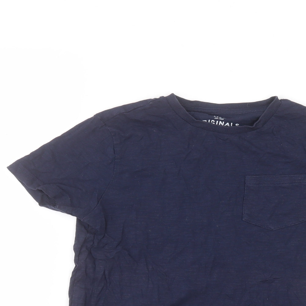 Marks and Spencer Boys Blue  Cotton Basic T-Shirt Size 7-8 Years Round Neck