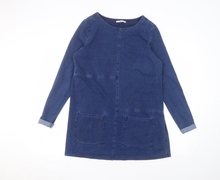 TU Womens Blue Cotton Basic T-Shirt Size 10 Round Neck