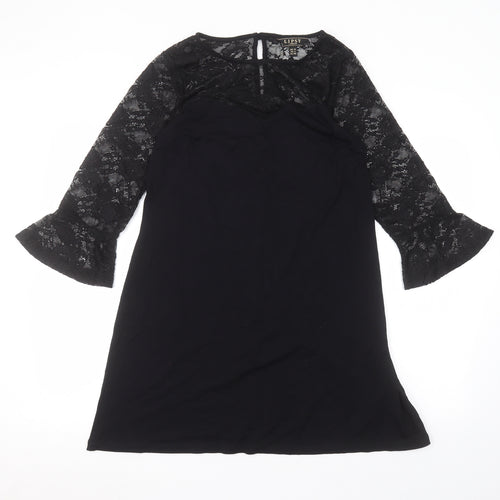 Lipsy Womens Black  Viscose A-Line  Size 10 Round Neck
