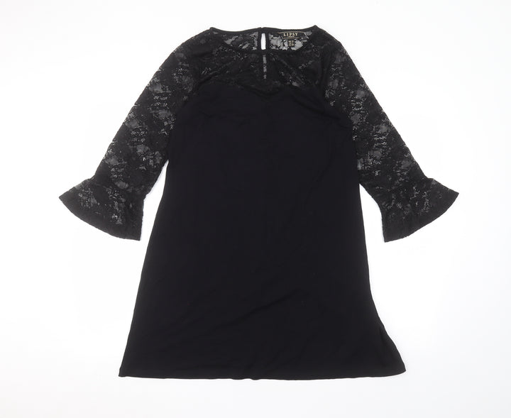 Lipsy Womens Black  Viscose A-Line  Size 10 Round Neck