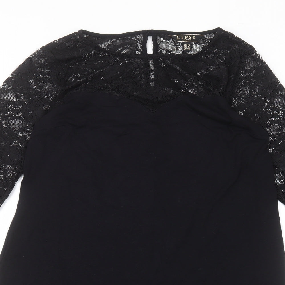 Lipsy Womens Black  Viscose A-Line  Size 10 Round Neck