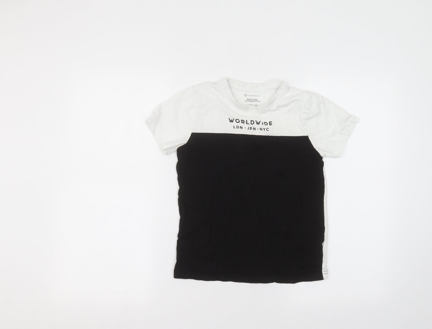 Primark Girls White  Cotton Basic T-Shirt Size 9-10 Years Round Neck