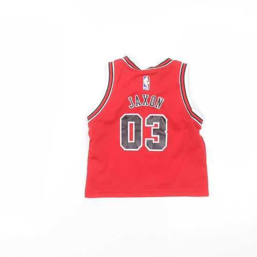 adidas Boys Red  Polyester Basic Tank Size 3 Years Round Neck
