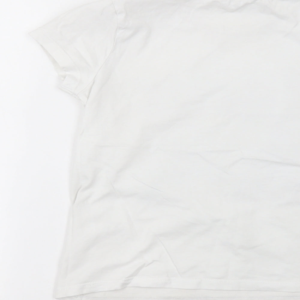 George Girls White  Cotton Basic T-Shirt Size 9-10 Years Round Neck