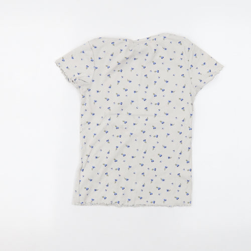 NEXT Girls White  Cotton Basic T-Shirt Size 9 Years Round Neck
