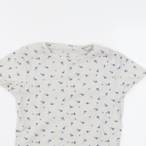 NEXT Girls White  Cotton Basic T-Shirt Size 9 Years Round Neck