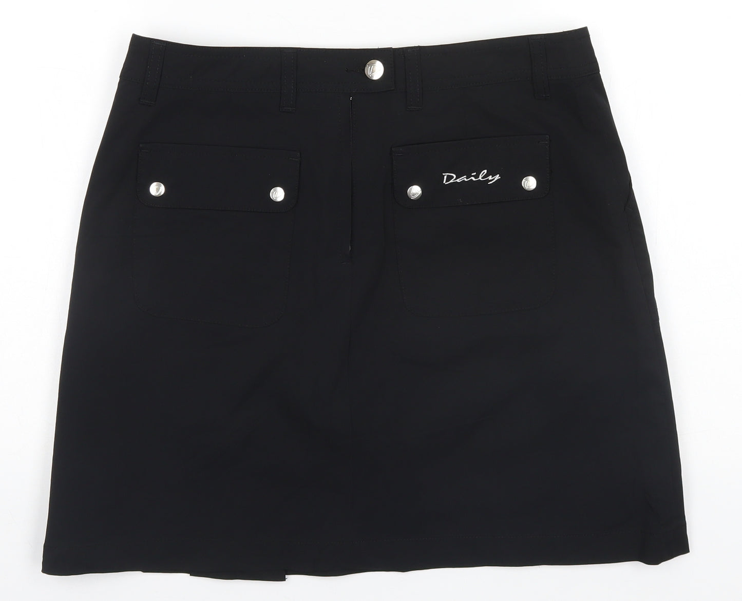 Preworn Womens Black  Nylon A-Line Skort Size 12