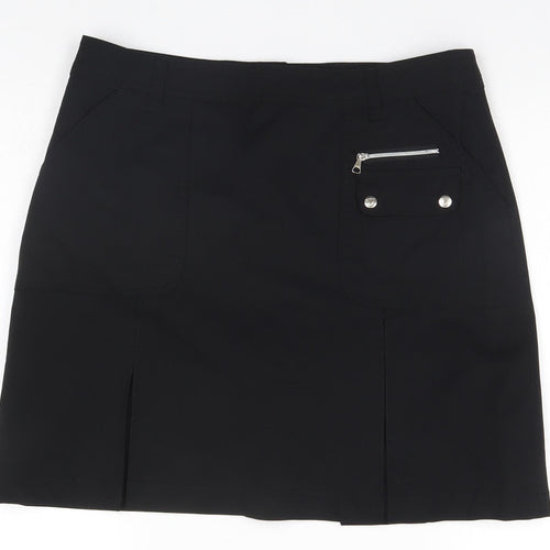 Preworn Womens Black  Nylon A-Line Skort Size 12