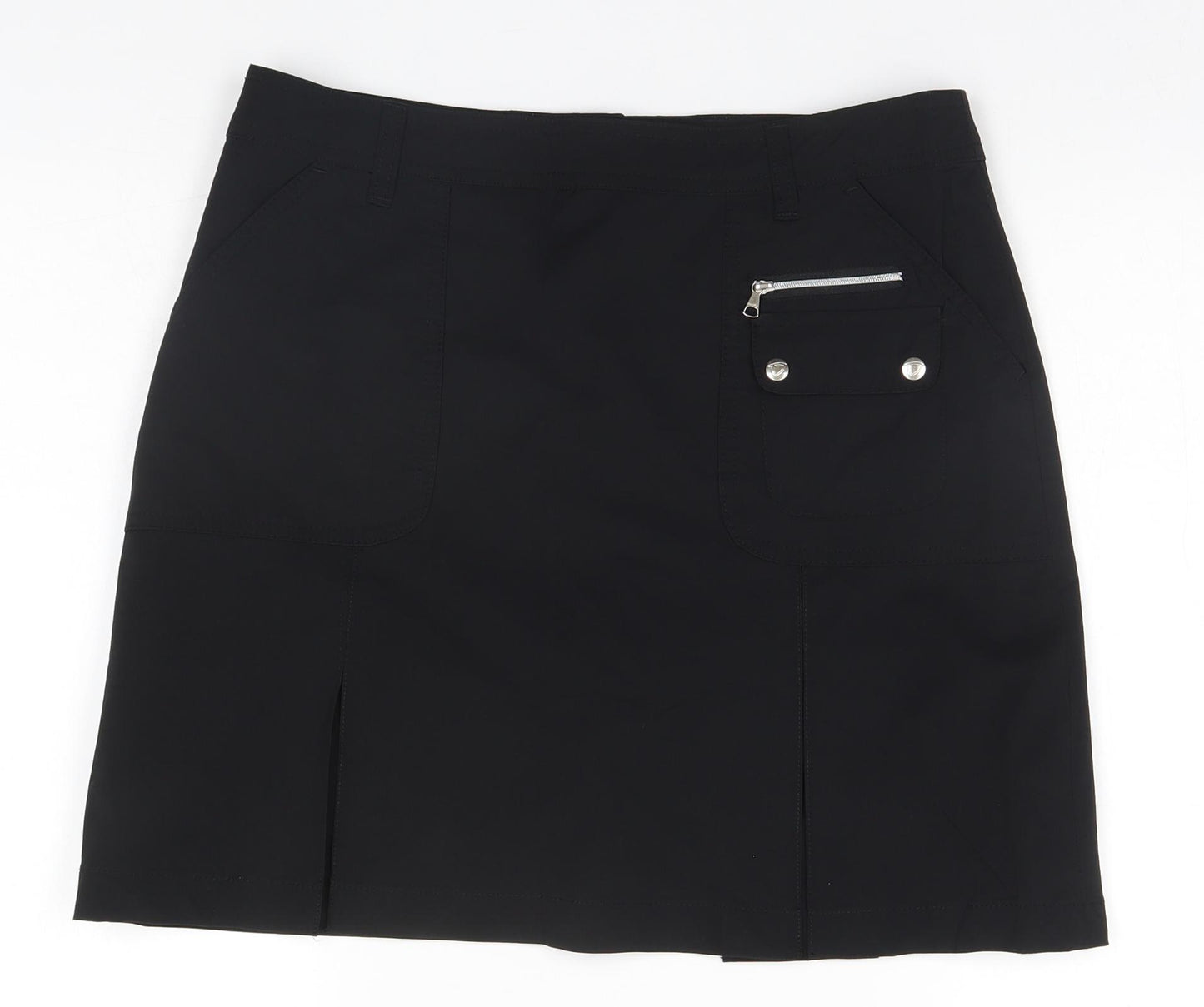Preworn Womens Black  Nylon A-Line Skort Size 12