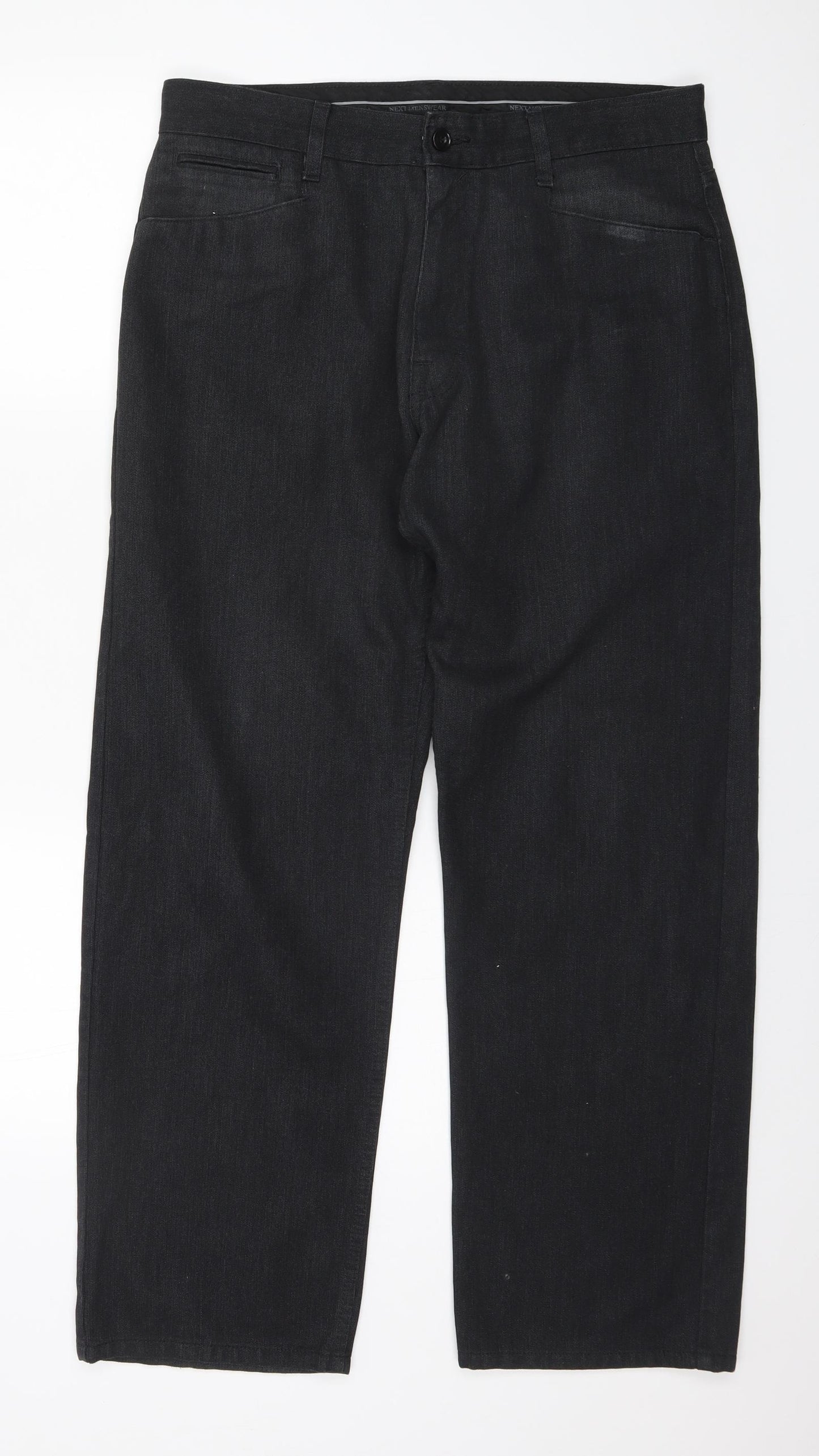 NEXT Mens Black  Cotton Straight Jeans Size 34 L29 in Regular