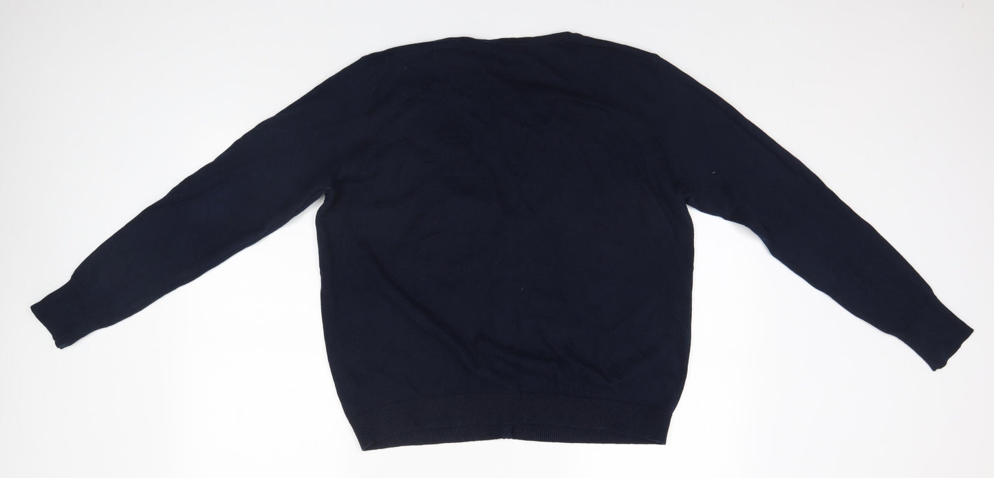 Primark Womens Blue V-Neck  Cotton Cardigan Jumper Size 18