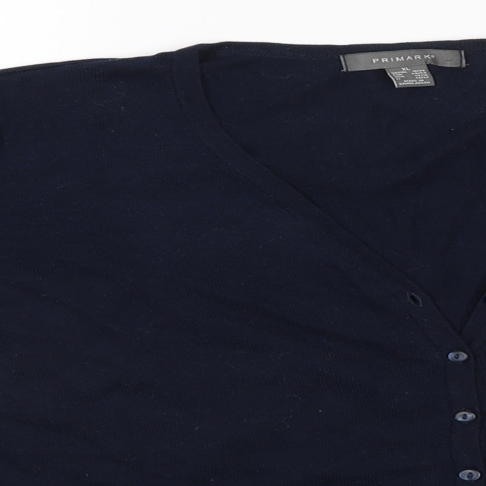 Primark Womens Blue V-Neck  Cotton Cardigan Jumper Size 18