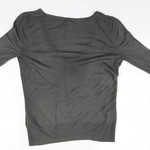 Topshop Womens Grey V-Neck  Acrylic Pullover Jumper Size 8