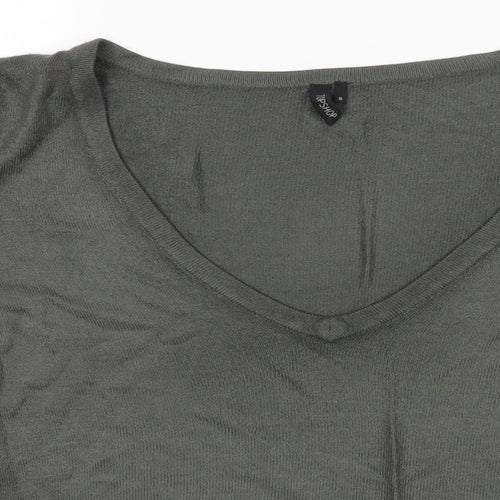 Topshop Womens Grey V-Neck  Acrylic Pullover Jumper Size 8