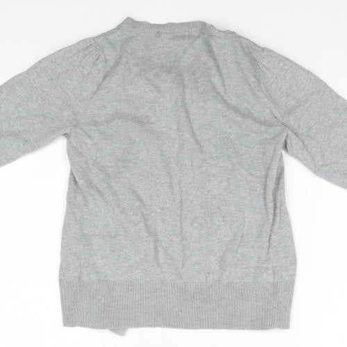 Warehouse Womens Grey Round Neck  Cotton Cardigan Jumper Size 8