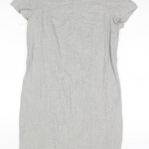 Zara Womens Grey  Viscose Pencil Dress  Size S Round Neck