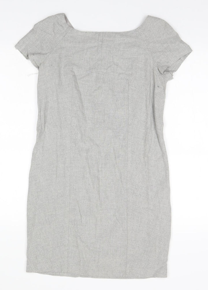 Zara Womens Grey  Viscose Pencil Dress  Size S Round Neck