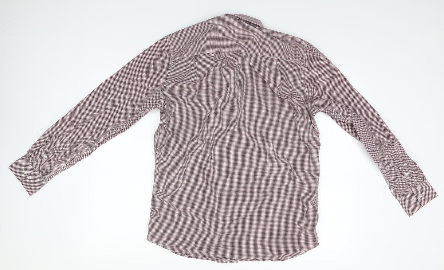 NEXT Mens Grey Check Polyester  Button-Up Size 15.5 Collared