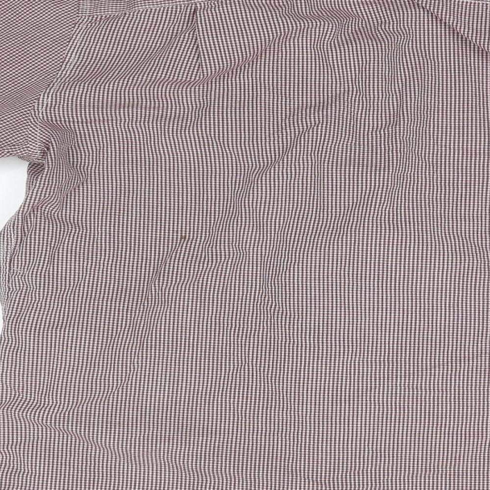 NEXT Mens Grey Check Polyester  Button-Up Size 15.5 Collared