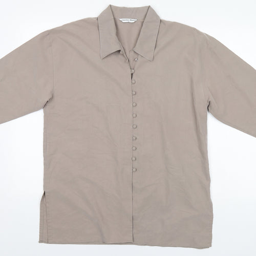 Lauren Duvar Womens Beige  Polyester Basic Button-Up Size 14 Collared