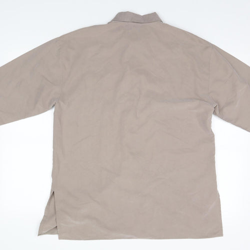 Lauren Duvar Womens Beige  Polyester Basic Button-Up Size 14 Collared